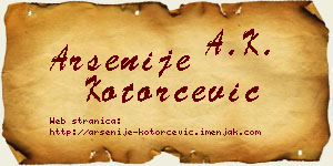 Arsenije Kotorčević vizit kartica